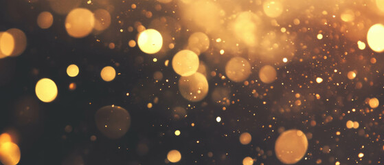 Poster - sparkling confetti overlay with realistic gold light against a black background