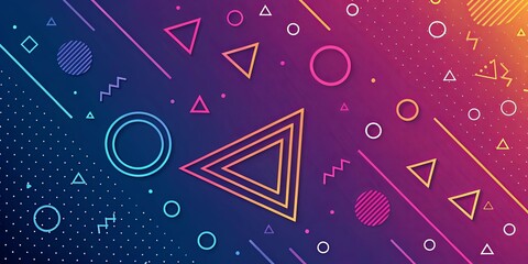 Aufkleber - A colorful background with many shapes including triangles and circles