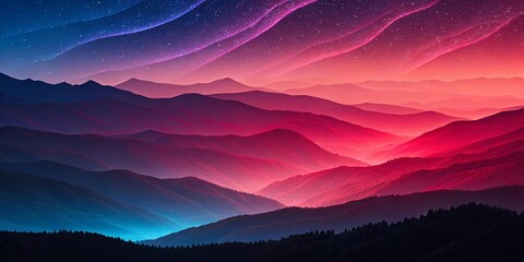 Poster - A mountain range with a blue sky in the background