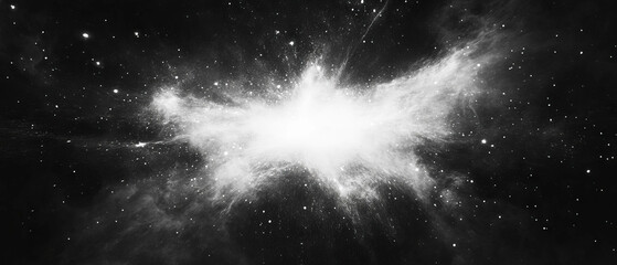 Fototapete - Bright dust particles illuminate dark background with high contrast and dynamic texture