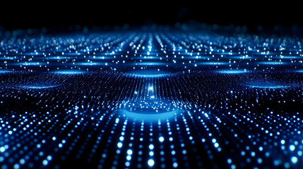 Poster - Blue digital network, data flow, abstract background, tech concept