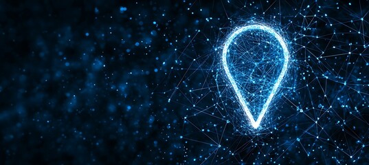 Poster - Abstract Glowing Location Pin in a Network of Connected Points