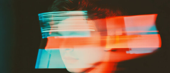 Poster - Double exposure effect with layered textures creating a surreal atmosphere on dark background
