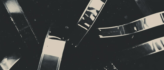 Poster - artistic representation of film grain texture with a strong central focus in dark surroundings
