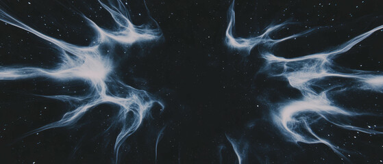 Fototapete - Fireworks overlay texture with symmetrical patterns on black background showcasing dynamic designs