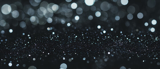 Poster - Fireworks display with shimmering silver sparks creating a festive atmosphere on a black background
