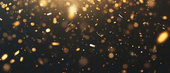 Poster - Floating gold confetti creates a festive atmosphere against a dark background