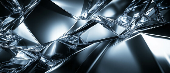 Poster - Fractal glass texture featuring bright highlights and a reflective effect on a dark background