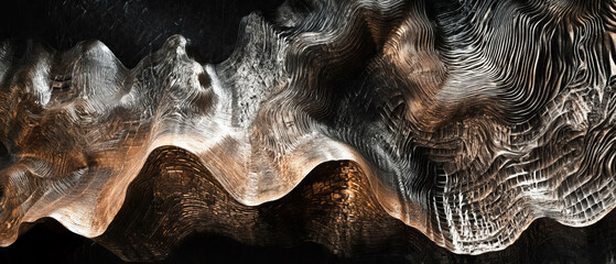 Poster - Elegant fractal glass texture with muted colors and intricate details over a dark background