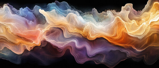 Poster - Fractal glass overlay texture with smooth contrasts against a black background