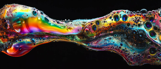 Fototapete - Fractal glass texture bursting with vibrant colors against a dark backdrop