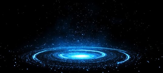 Poster - Abstract Cosmic Spiral of Glowing Blue Energy and Light Particles