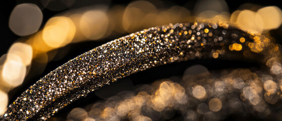 Poster - Glittering gold particles create a luxurious overlay texture on a black background