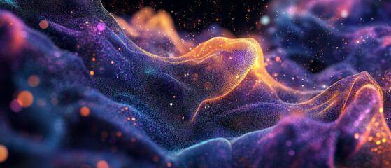 Fototapete - Glittering abstract design with particles creating artistic shapes on a dark backdrop