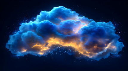 Poster - glowing cloud, night sky, digital art, data storage