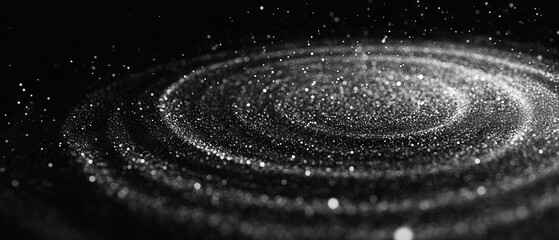 Poster - Glitter particles rotating in circular motion against a black background