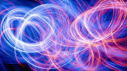Poster - Interwoven Blue Light Trails Forming Complex Geometric Patterns in Motion