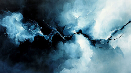 Poster - Electric Blue Streaks Racing Across Canvas in Abstract Art Composition