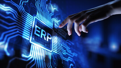 Wall Mural - ERP - Enterprise resource planning business and modern technology concept on virtual screen.