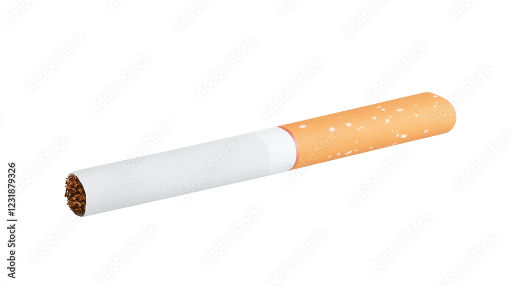 Single cigarette lying on transparent background representing smoking ...
