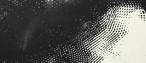 Poster - grunge halftone texture with fading dots on a smooth black background for digital design
