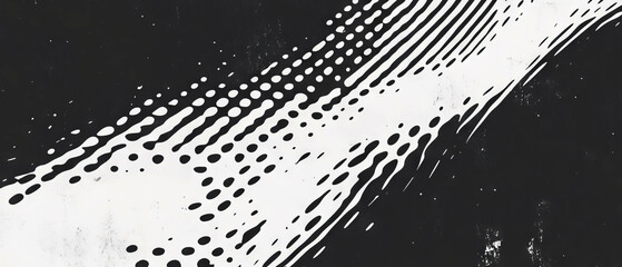Poster - Grunge halftone texture with fading dots on a black background for artistic design purposes