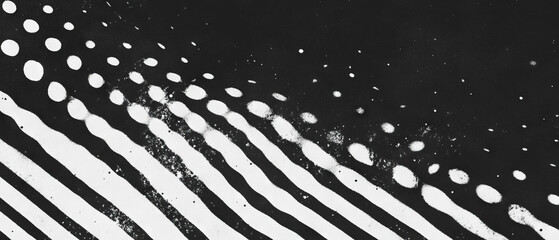 Poster - Grunge halftone texture with fading dots on black background creates unique artistic effect