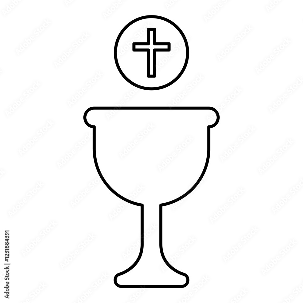Communion Outline Example Corpus christi holy communion contour outline line icon black color ...