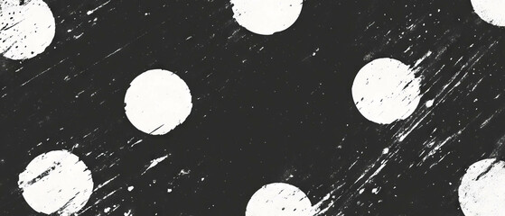 Poster - Grunge halftone pattern with large dots on black background creating dynamic graphic design