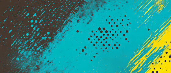 Poster - Creative grunge halftone texture with paint splatter and artistic design on dark background