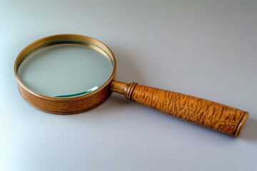 a detailed view of a magnifying glass sitting on a table, ideal for scientific or forensic applicati