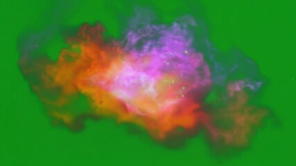 Wall Mural - colorful nebula on green screen.