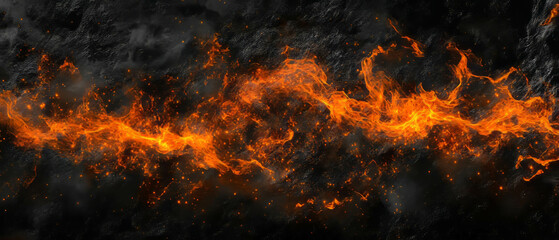 Poster - Intense burning embers with a fiery core glow on a dark background