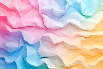 Poster - Abstract Pastel Low-Poly Wavy Landscape in Pink, Blue, and Yellow