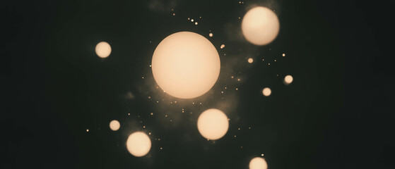 Poster - Glowing orbs create an ethereal atmosphere with light textures against a dark background