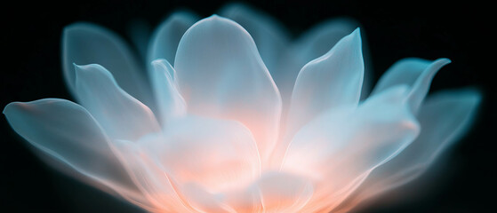 Poster - Light trails create a floral pattern in a dynamic display against a dark background