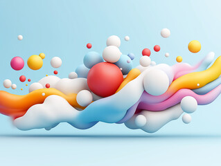 Poster - Creative abstract composition with colorful shapes and dynamic motion in a bright setting