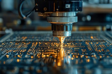 Aufkleber - Precision manufacturing process of electronic circuits in a modern facility