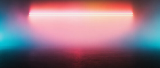 Poster - Vibrant neon light leaks create a soft glow with atmospheric effects against a dark background