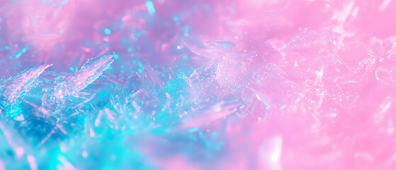 Poster - Mesmerizing neon overlay texture with frozen surface and ice crystals creates a winter wonderland