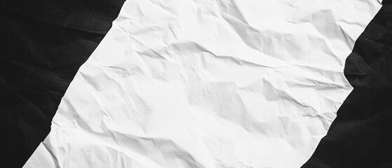 Poster - Unique overlay texture of crumpled paper on a black background for creative message design