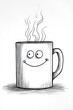 © hamzahalderad - A simple line drawing of a smiling coffee mug with steam rising from it.