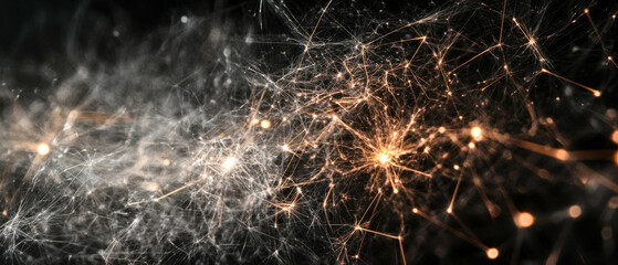 Poster - Partially transparent spark layers reveal depth and texture against a black background
