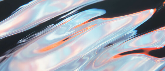 Fototapete - Reflections on glass form mesmerizing abstract patterns against a black background