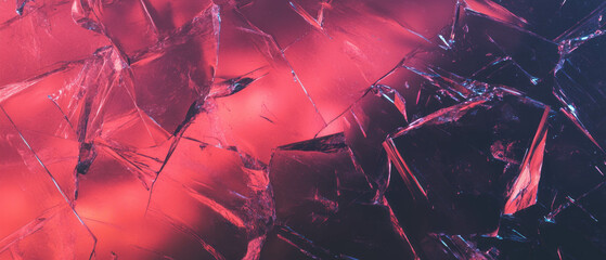 Poster - Rough broken glass texture with tactile feel against a dark background and logo space