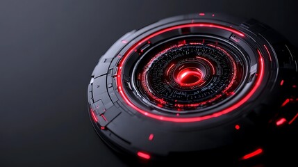 Poster - Futuristic Red and Black Circular Technology Interface