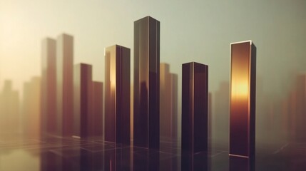 Poster - A clean, minimalist D bar chart with sleek, glossy bars in different heights, each representing financial growth over time, set against a neutral backdrop