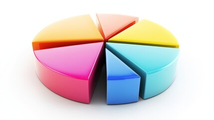 Poster - A close-up of a D pie chart with bright, contrasting colors, the segments separated slightly to highlight different data points, set on a white background.