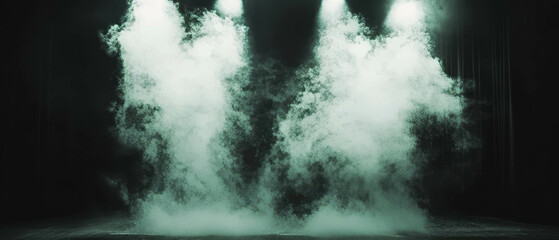 Poster - Smoke dissipating on stage creates a dramatic atmosphere against the black background