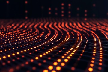 Poster - Abstract Orange Lights Forming Wavy Lines on Dark Background